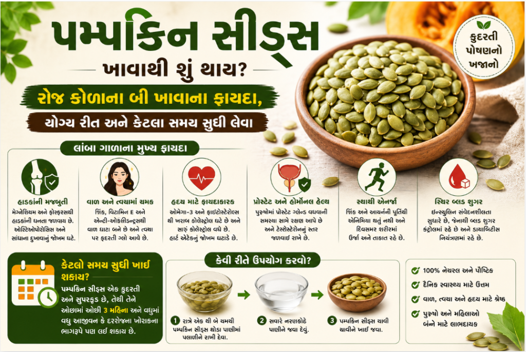 પમ્પકિન સીડ્સ ખાવાથી શું થાય? ફાયદા, યોગ્ય રીત અને કેટલા સમય સુધી લેવા