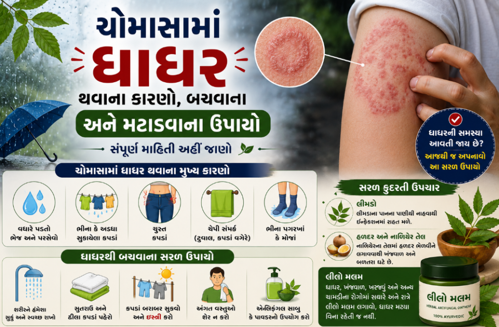 ચોમાસા વધુ ધાધર થવાના કારણો અને ઉપાયો જાણો