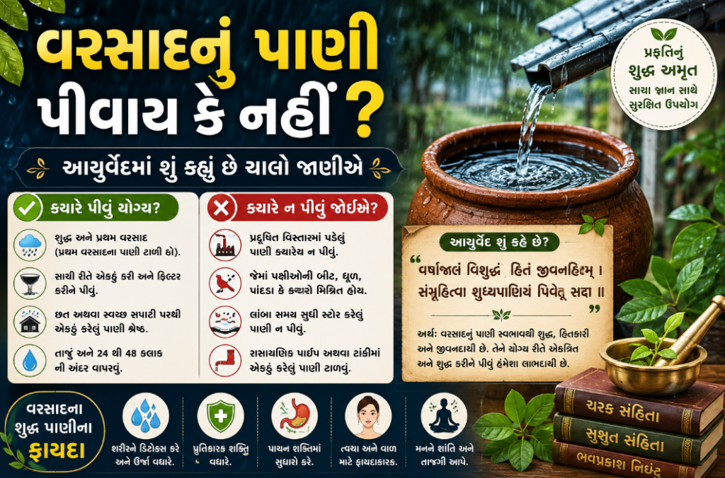 વરસાદનું પાણી પીવાય કે નહીં? આયુર્વેદમાં શું કહ્યું છે ચાલો જાણીએ