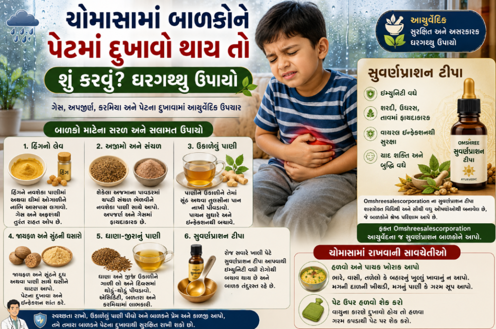બાળકોને ચોમાસામાં પેટમાં દુખાવો થતો હોય તો તેના આ રહ્યા આયુર્વેદિક ઉપાયો