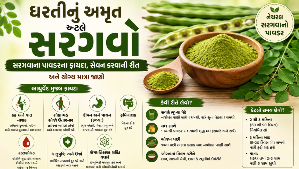 ધરતીનું અમૃત એટલે સરગવો: સરગવાના પાવડરના ફાયદા, સેવન કરવાની રીત અને યોગ્ય માત્રા જાણો